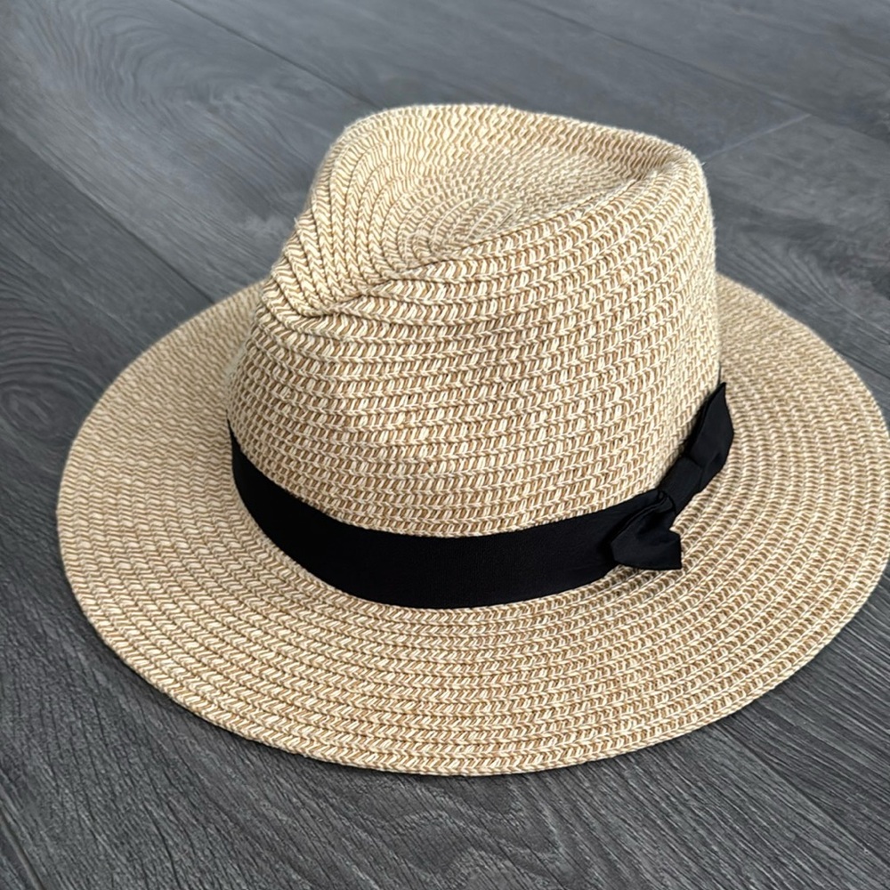 Straw Hat with black ribbon